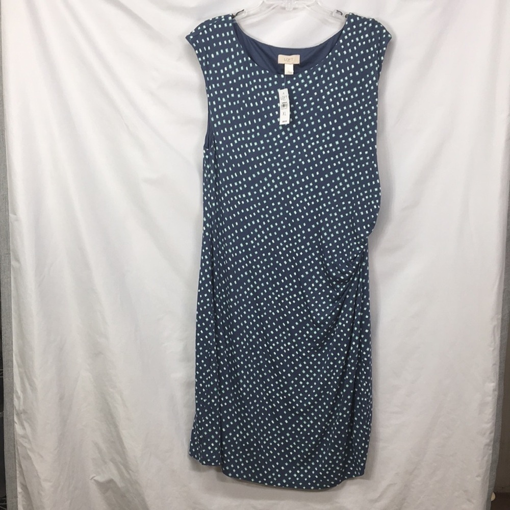 LOFT Outlet Sleeveless Sheath Fully Lined Blue Teal White Dress Size XL NWT